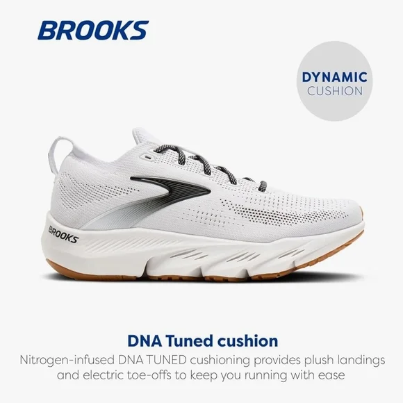 Brooks Men’s Glycerin Flex Neutral Running Brooks White and Black Athletic Shoes - Picture 3 of 9